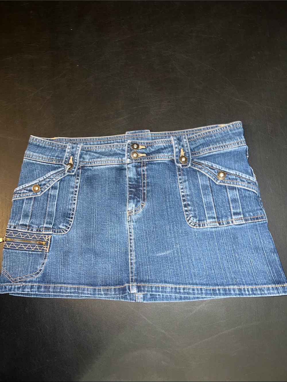 Star Jeans Denim Mini Skirt with Front Pocket Details